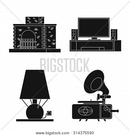 Vector Design Of Equipment And Household Sign. Set Of Equipment And Interior Vector Icon For Stock.