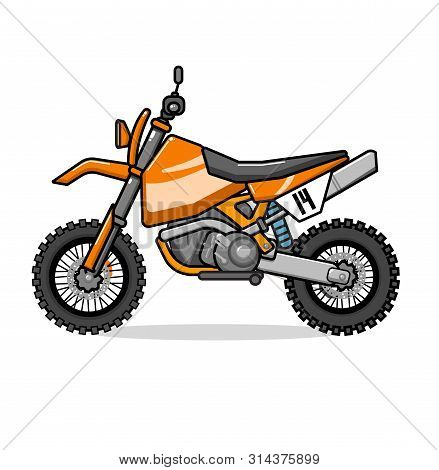 Motocross Bike For Extreme Trips Through The Mountains, Design On A White Background.
