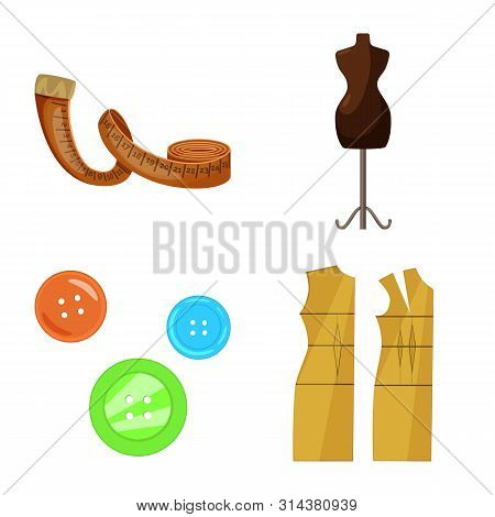 Vector Design Of Atelier And Sewing Logo. Collection Of Atelier And Tailoring Vector Icon For Stock.
