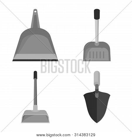 Vector Illustration Of Tool And Mopping Sign. Set Of Tool And Household Stock Vector Illustration.