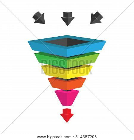 Infographics Lead Generation, Sales Funnel With Arrows For Application And Website Presentations, 3d