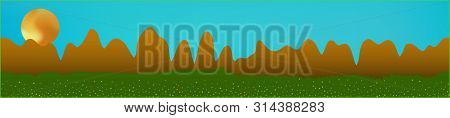 Cyan Sky, And Mountains Landscape. Light Glass Print Panaramic Design. Glass Print Skinali Light And