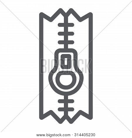 Sewing Zip Line Icon, Tailor And Sew, Zipper Sign, Vector Graphics, A Linear Pattern On A White Back