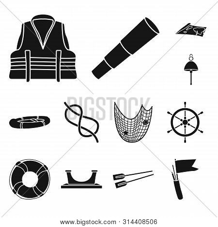 Vector Illustration Of Attributes And Vintage Icon. Collection Of Attributes And Sea Stock Vector Il