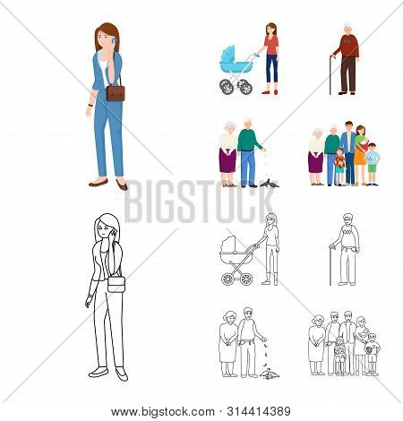 Isolated Object Of Character And Avatar Logo. Set Of Character And Portrait Stock Vector Illustratio