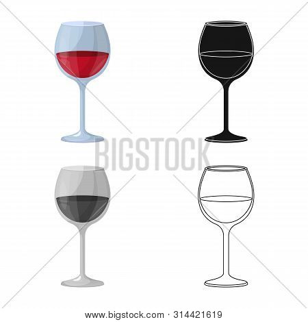 Vector Design Of Wine And Red Symbol. Set Of Wine And Wineglass Vector Icon For Stock.