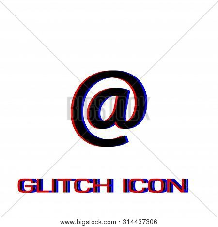 E-mail Icon Flat. Simple Pictogram - Glitch Effect. Vector Illustration Symbol