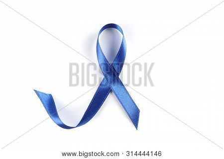 Blue Awareness Ribbon Isolated On White Background