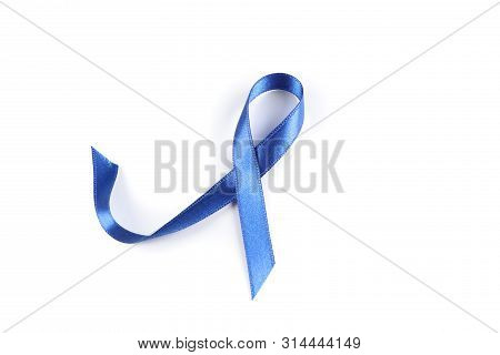 Blue Awareness Ribbon Isolated On White Background