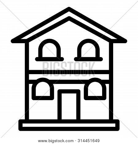 Two Storey House Icon. Outline Two Storey House Vector Icon For Web Design Isolated On White Backgro
