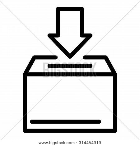 Donation Box Icon. Outline Donation Box Vector Icon For Web Design Isolated On White Background