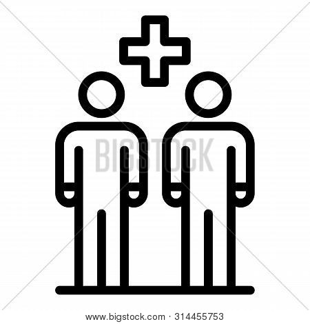 Plus Between Two People Icon. Outline Plus Between Two People Vector Icon For Web Design Isolated On