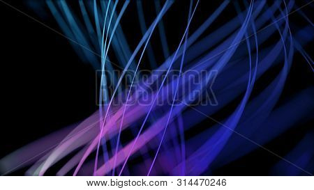 Abstract Animation Of Colored Lines On A Black Background. Animation. Beautiful Abstraction Of Glowi