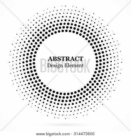 Halftone Dotted Background Circularly Distributed. Halftone Effect Vector Pattern. Circle Dots Isola