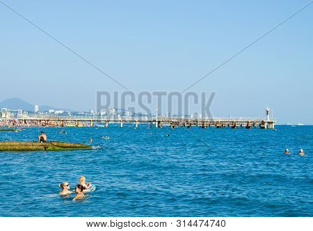 Sochi, Russia - July 7, 2019: Jetty On The Beach Of Dagomys