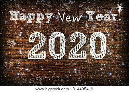 2020. Texture Dark Wood Ilfri 2020.new Year Background. Retro Wooden Table. Rustic Background. White