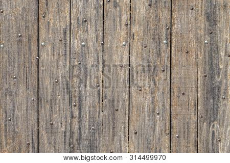 Weathered Striped Textured Wooden Planks, Natural Pattern Background Surface In Vintage Tone.