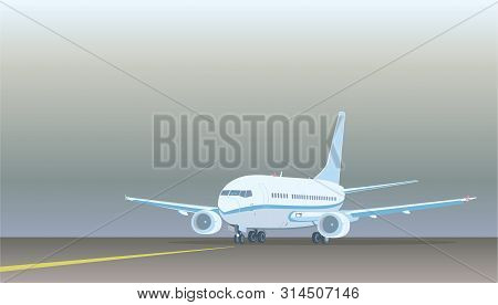 Commercial Jet Airplane On On The Runway.
