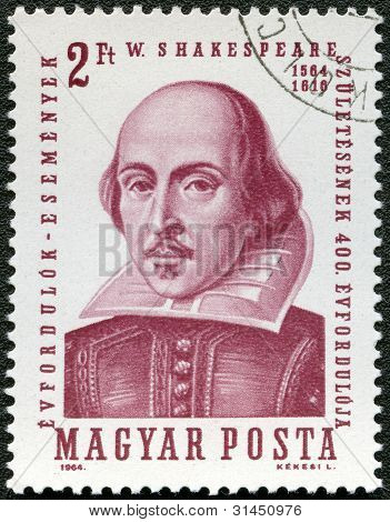 ฮังการี - เซอร์กา 1964: แสตมป์พิมพ์ภาพแสดงฮังการีดของ William เช็ดสเปียร์ (1564-1616), Cir
