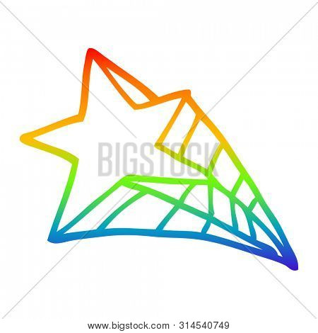 rainbow gradient line drawing of a cartoon shooting star