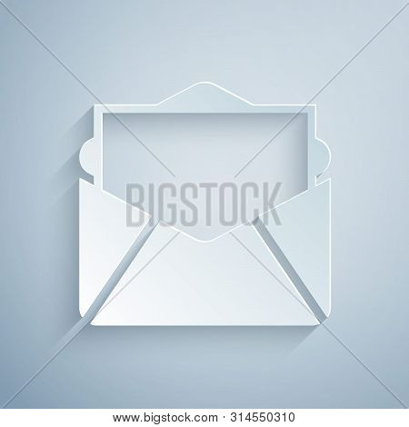 Paper Cut Mail And E-mail Icon Isolated On Grey Background. Envelope Symbol E-mail. Email Message Si