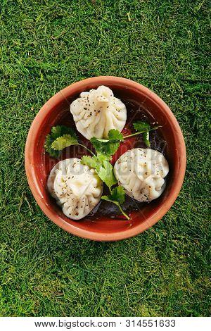 Exquisite Serving Vintage Ceramic Bowls of Georgian Hinkali or Khinkali