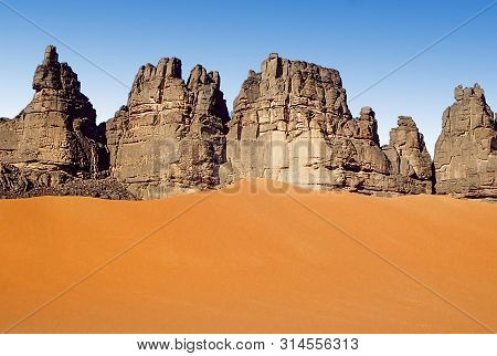 Acacus Mountains Form A Mountain Range In The Desert Of The Ghat District In Western Libya