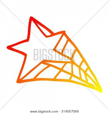 warm gradient line drawing of a cartoon shooting star
