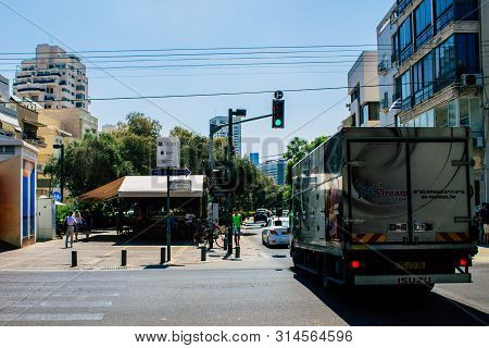Tel Aviv Israel July 29, 2019 View Of Unknowns Israeli People Walking On Dizengoff Street At Tel Avi