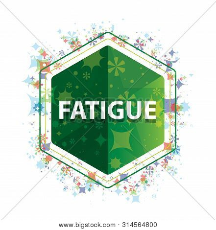 Fatigue Isolated On Floral Plants Pattern Green Hexagon Button