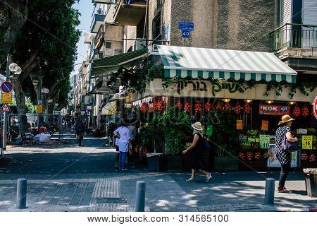 Tel Aviv Israel July 29, 2019 View Of Unknowns Israeli People Walking On Dizengoff Street At Tel Avi