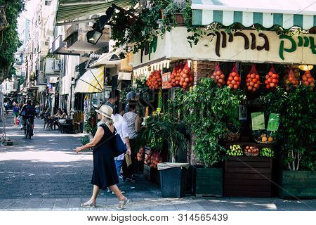 Tel Aviv Israel July 29, 2019 View Of Unknowns Israeli People Walking On Dizengoff Street At Tel Avi