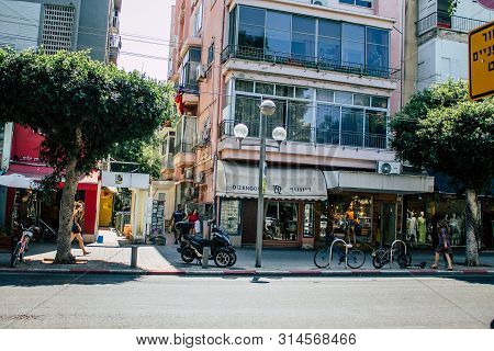 Tel Aviv Israel July 29, 2019 View Of Unknowns Israeli People Walking On Dizengoff Street At Tel Avi