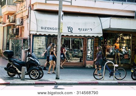 Tel Aviv Israel July 29, 2019 View Of Unknowns Israeli People Walking On Dizengoff Street At Tel Avi