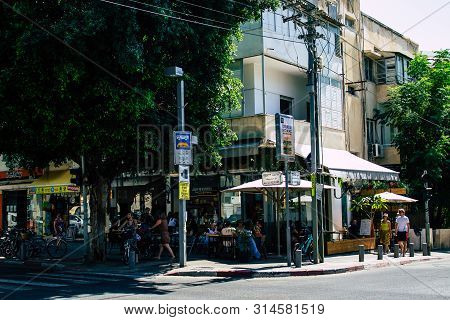 Tel Aviv Israel July 29, 2019 View Of Unknowns Israeli People Walking On Dizengoff Street At Tel Avi