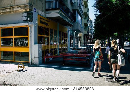 Tel Aviv Israel July 29, 2019 View Of Unknowns Israeli People Walking On Dizengoff Street At Tel Avi