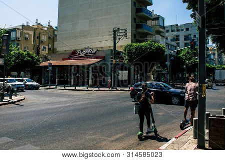 Tel Aviv Israel July 29, 2019 View Of Unknowns Israeli People Walking On Dizengoff Street At Tel Avi
