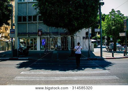 Tel Aviv Israel July 29, 2019 View Of Unknowns Israeli People Walking On Dizengoff Street At Tel Avi