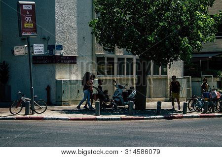 Tel Aviv Israel July 29, 2019 View Of Unknowns Israeli People Walking On Dizengoff Street At Tel Avi