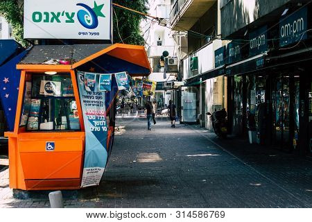 Tel Aviv Israel July 29, 2019 View Of Unknowns Israeli People Walking On Dizengoff Street At Tel Avi