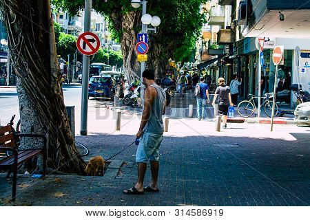 Tel Aviv Israel July 29, 2019 View Of Unknowns Israeli People Walking On Dizengoff Street At Tel Avi
