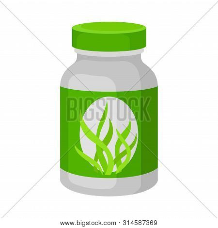 Closed Small Plastic Jar. Vector Illustration On White Background.