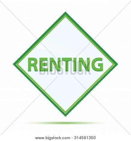 Renting Isolated On Modern Abstract Green Diamond Button