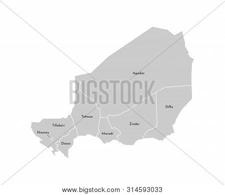 Vector Isolated Illustration Of Simplified Administrative Map Of Niger. Borders And Names Of The Reg