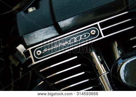 Tel Aviv Israel July 29, 2019 View Of A Harley Davidson Screamin Eagle 110 Parked In The Street In T