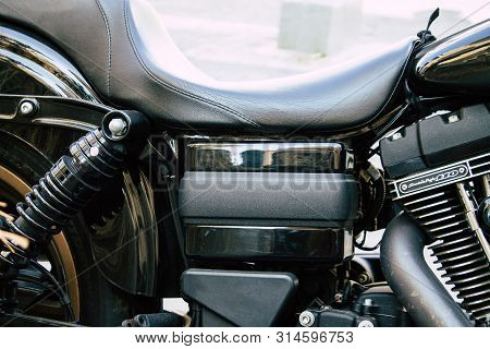 Tel Aviv Israel July 29, 2019 View Of A Harley Davidson Screamin Eagle 110 Parked In The Street In T