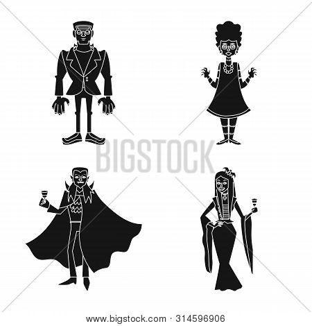 Vector Design Of Creature And Devilry Logo. Collection Of Creature And Halloween Stock Symbol For We