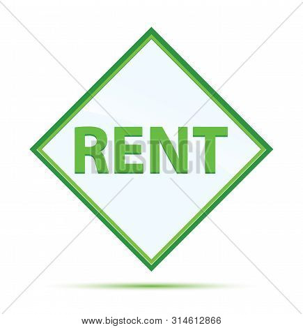 Rent Isolated On Modern Abstract Green Diamond Button