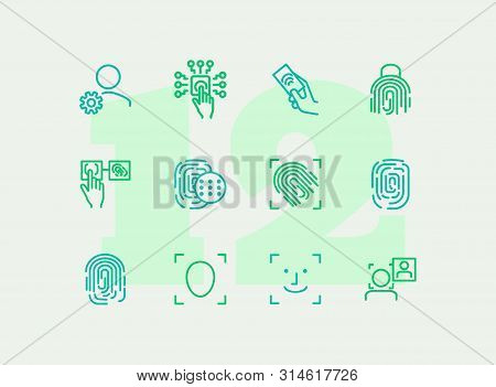 Bio-metrical Techologies Line Icon Set. Finger, Security, Data Protection. Safety Concept. Vector Il