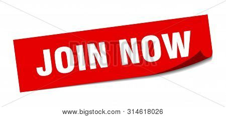 Join Now Sticker. Join Now Square Isolated Sign. Join Now